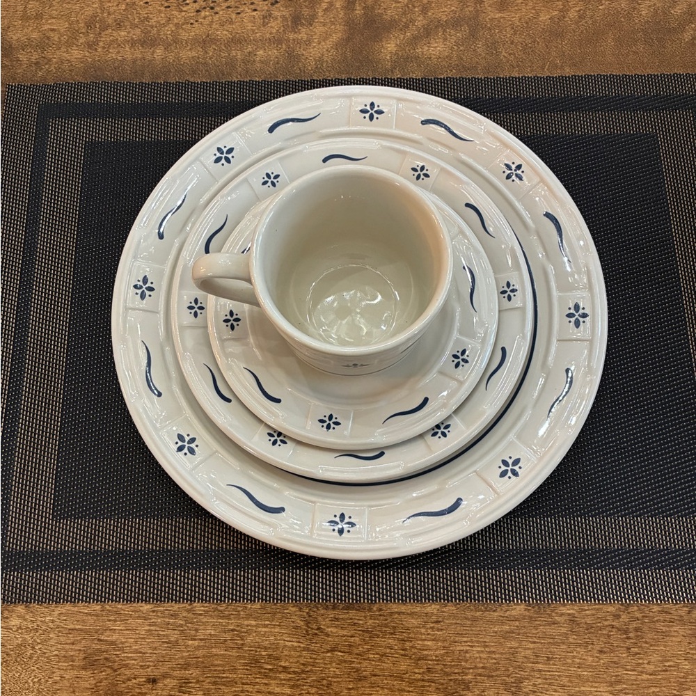 Longaberger Classic Blue Heritage Woven Traditions Pottery place setting - Picture 2 of 8